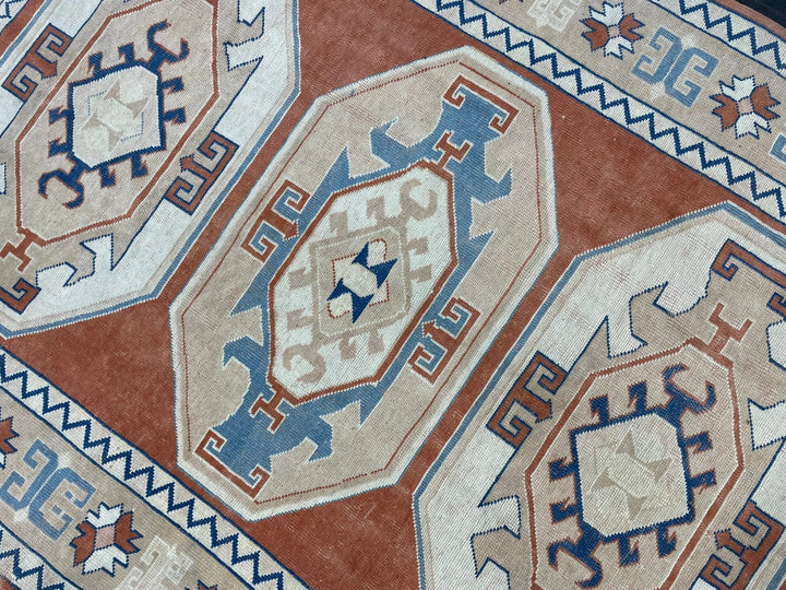 Orange Turkish Runner Rug 5' 11" x 8' 5" Hand-Knotted | No. WR57442