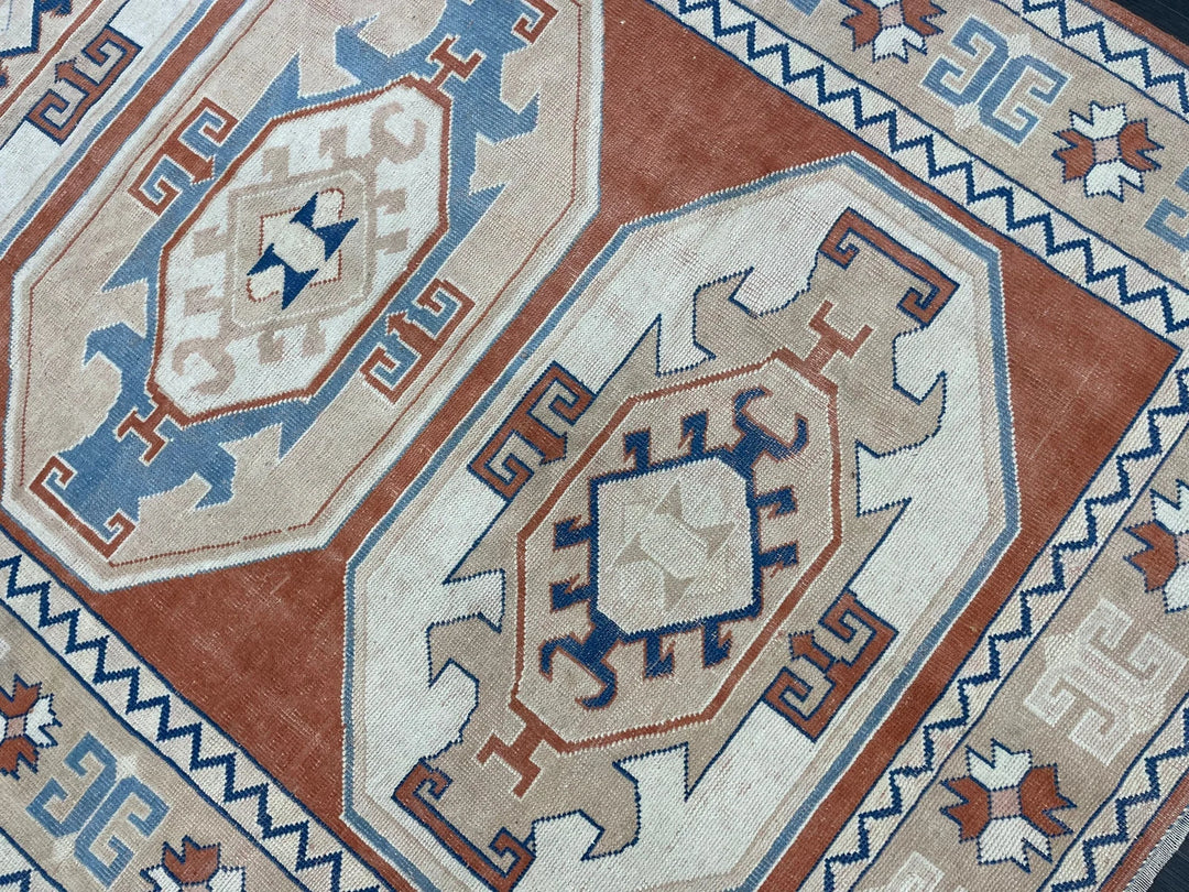 Orange Turkish Runner Rug 5' 11" x 8' 5" Hand-Knotted | No. WR57442
