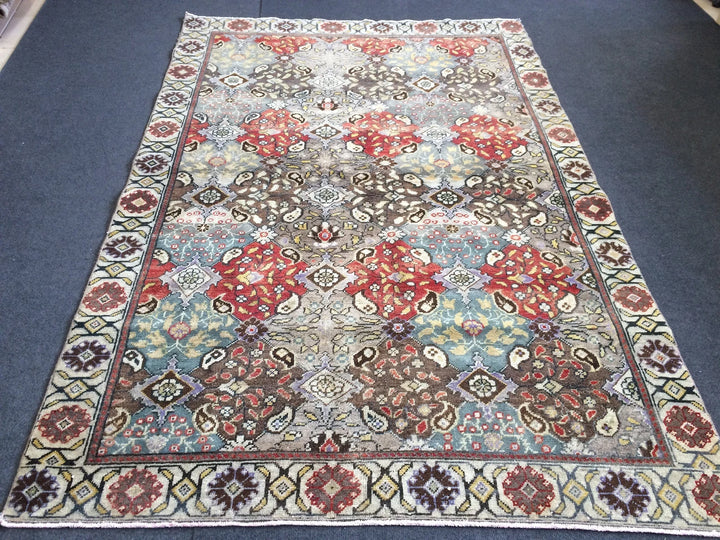 Beige Turkish Runner Rug 4' 11" x 7' Hand-Knotted | No. WR57662