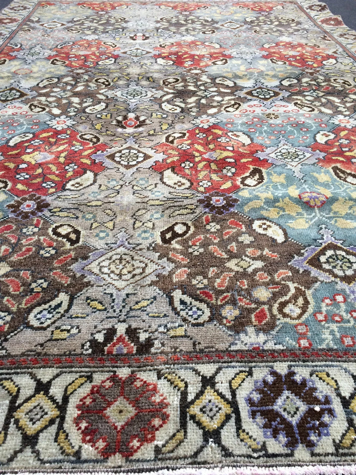 Beige Turkish Runner Rug 4' 11" x 7' Hand-Knotted | No. WR57662