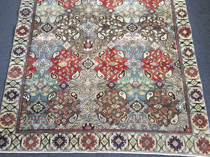Beige Turkish Runner Rug 4' 11" x 7' Hand-Knotted | No. WR57662