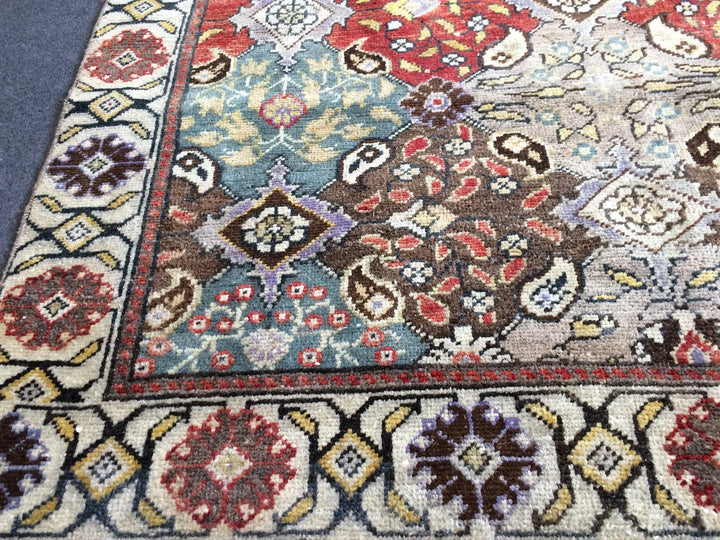 Beige Turkish Runner Rug 4' 11" x 7' Hand-Knotted | No. WR57662
