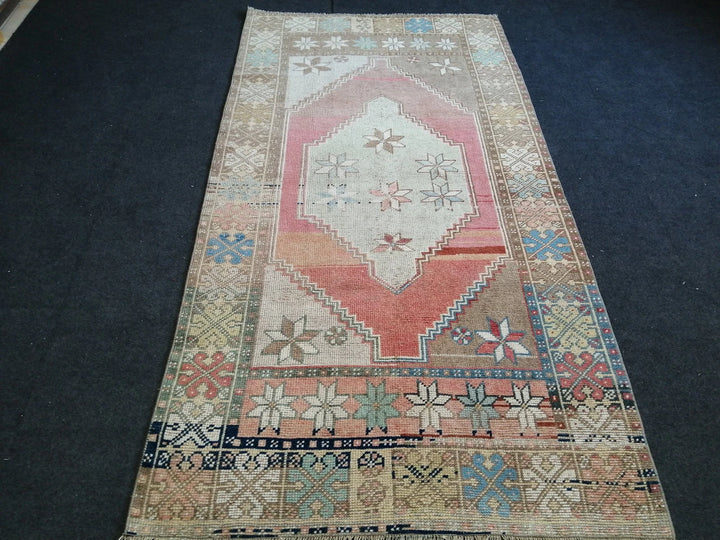 Blue Turkish Runner Rug 3' 8" x 7' Hand-Knotted | No. WR57742