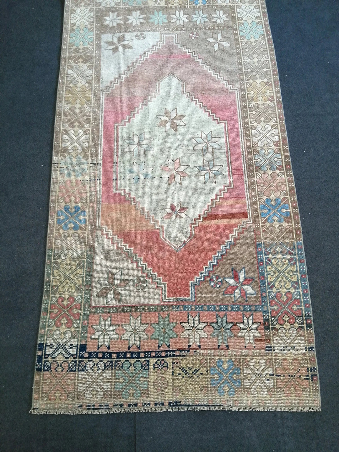 Blue Turkish Runner Rug 3' 8" x 7' Hand-Knotted | No. WR57742