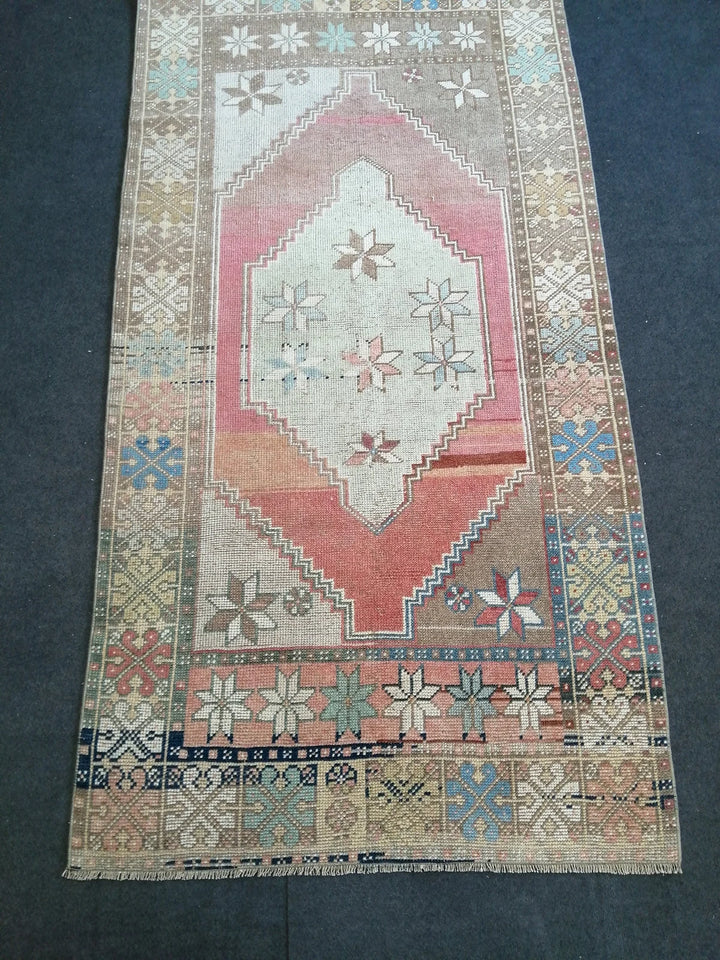 Blue Turkish Runner Rug 3' 8" x 7' Hand-Knotted | No. WR57742