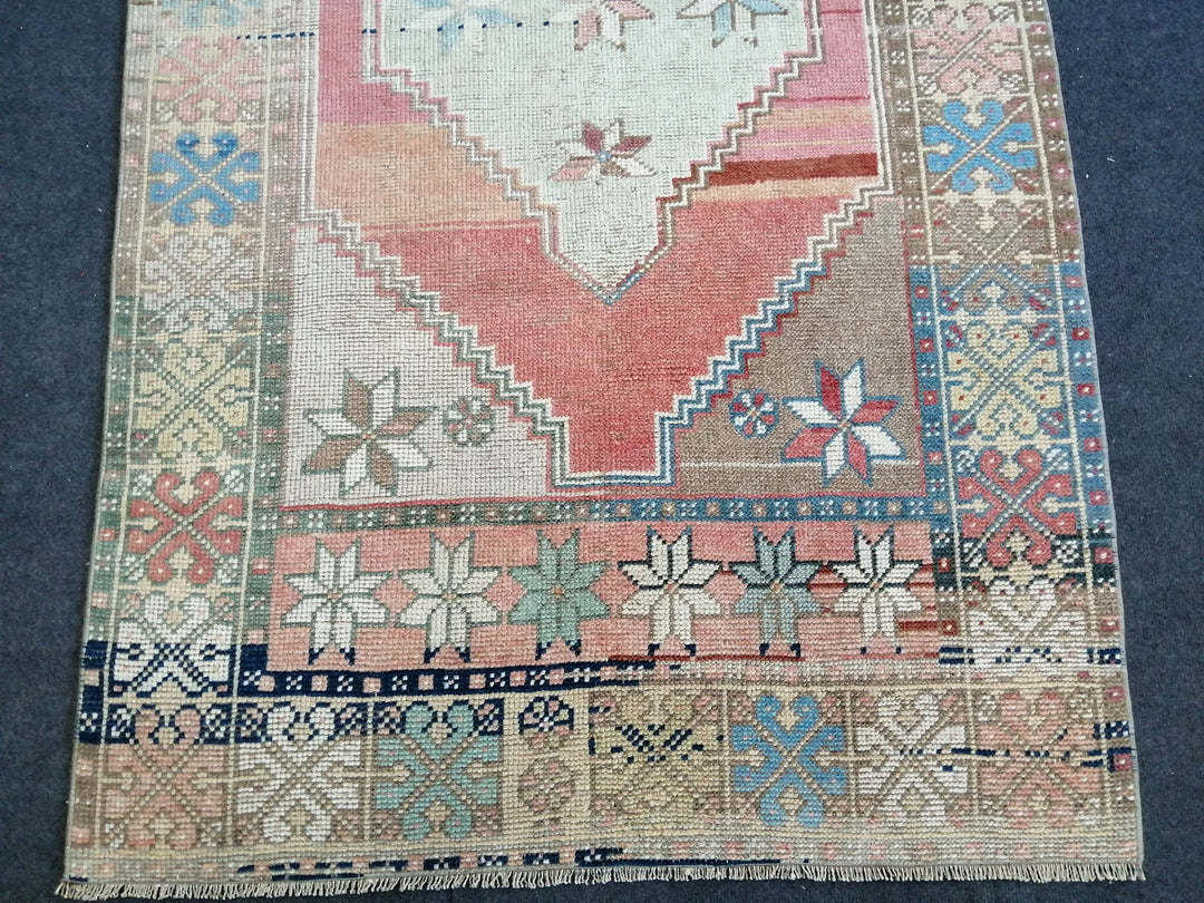 Blue Turkish Runner Rug 3' 8" x 7' Hand-Knotted | No. WR57742