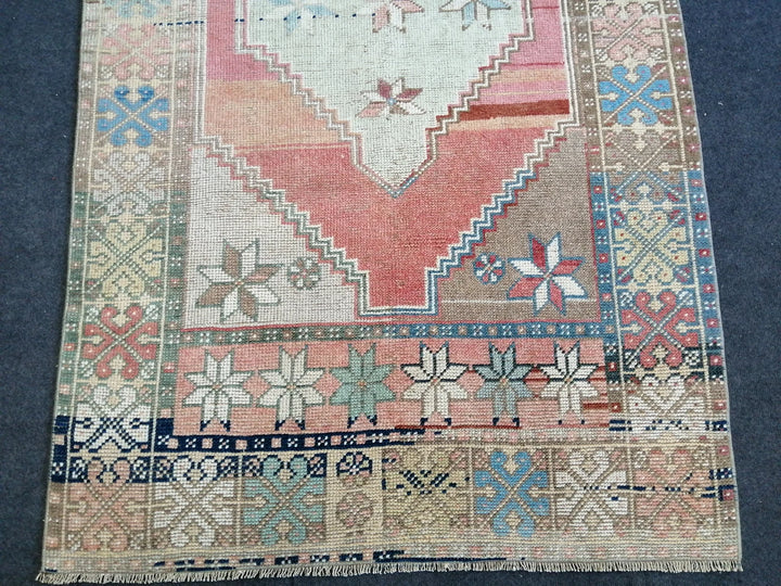 Blue Turkish Runner Rug 3' 8" x 7' Hand-Knotted | No. WR57742