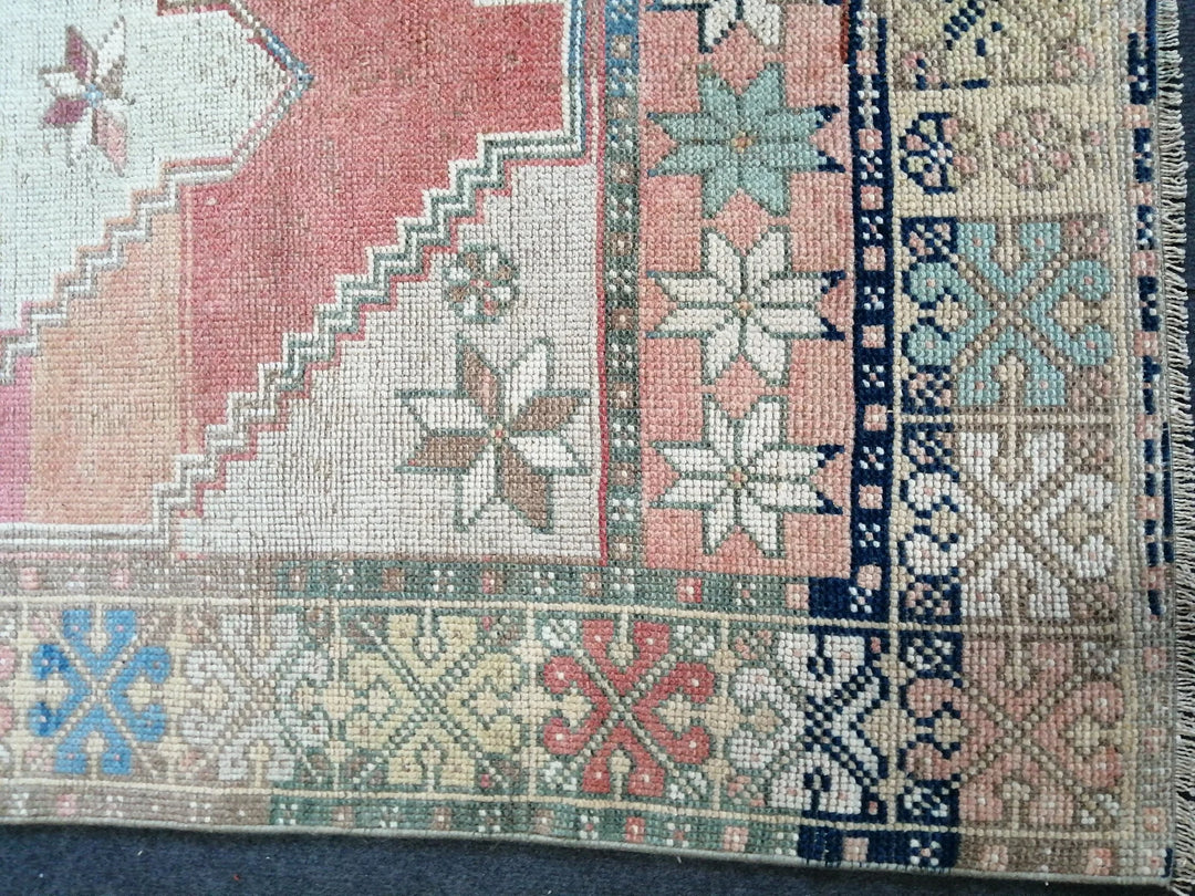 Blue Turkish Runner Rug 3' 8" x 7' Hand-Knotted | No. WR57742