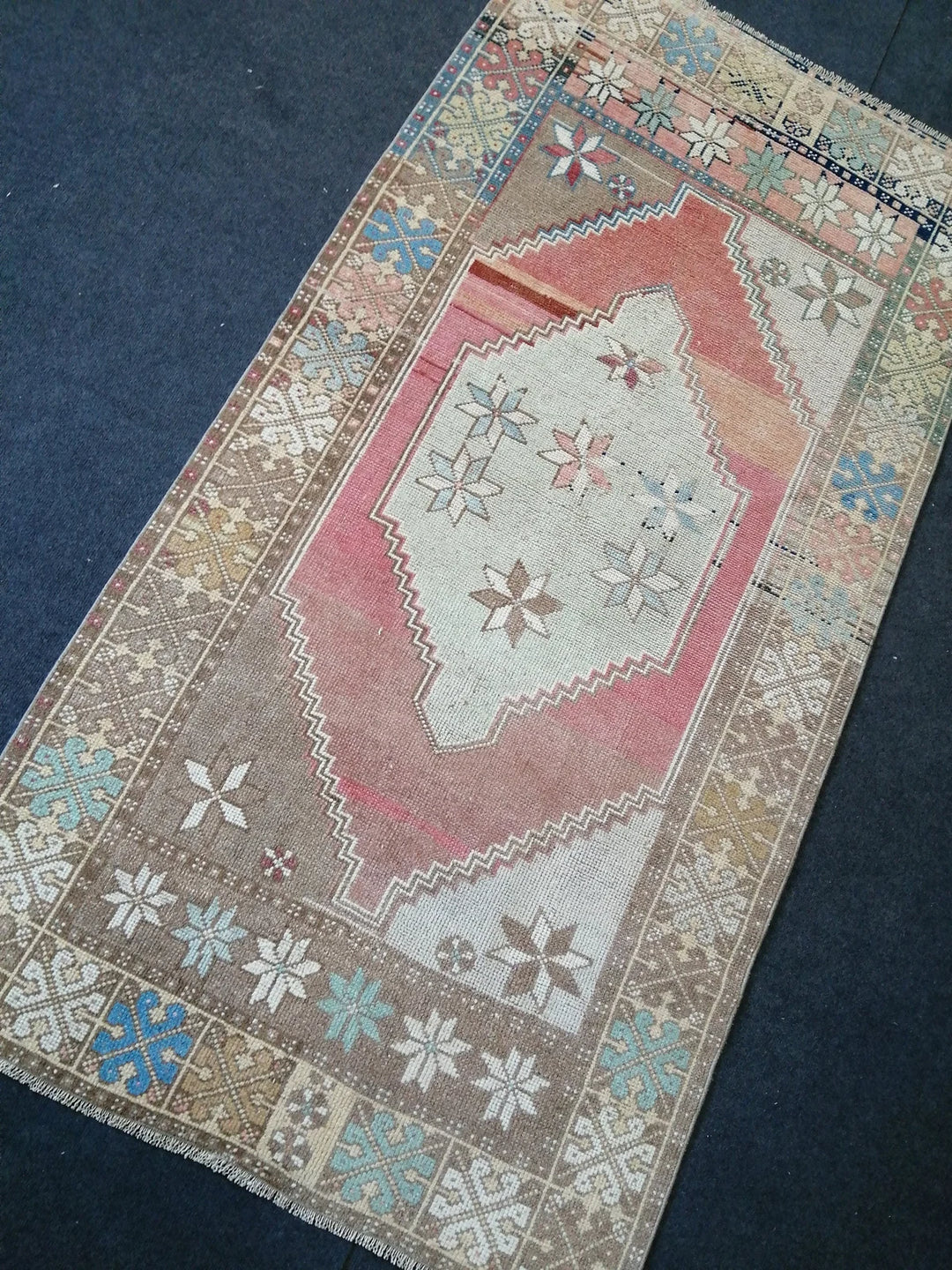 Blue Turkish Runner Rug 3' 8" x 7' Hand-Knotted | No. WR57742