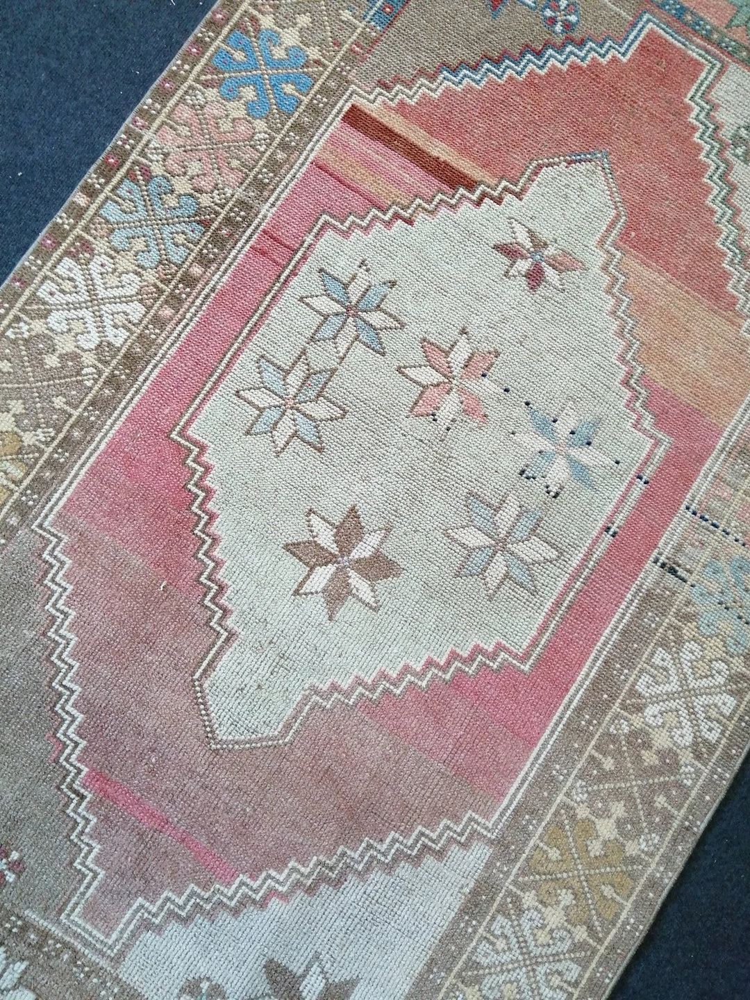 Blue Turkish Runner Rug 3' 8" x 7' Hand-Knotted | No. WR57742