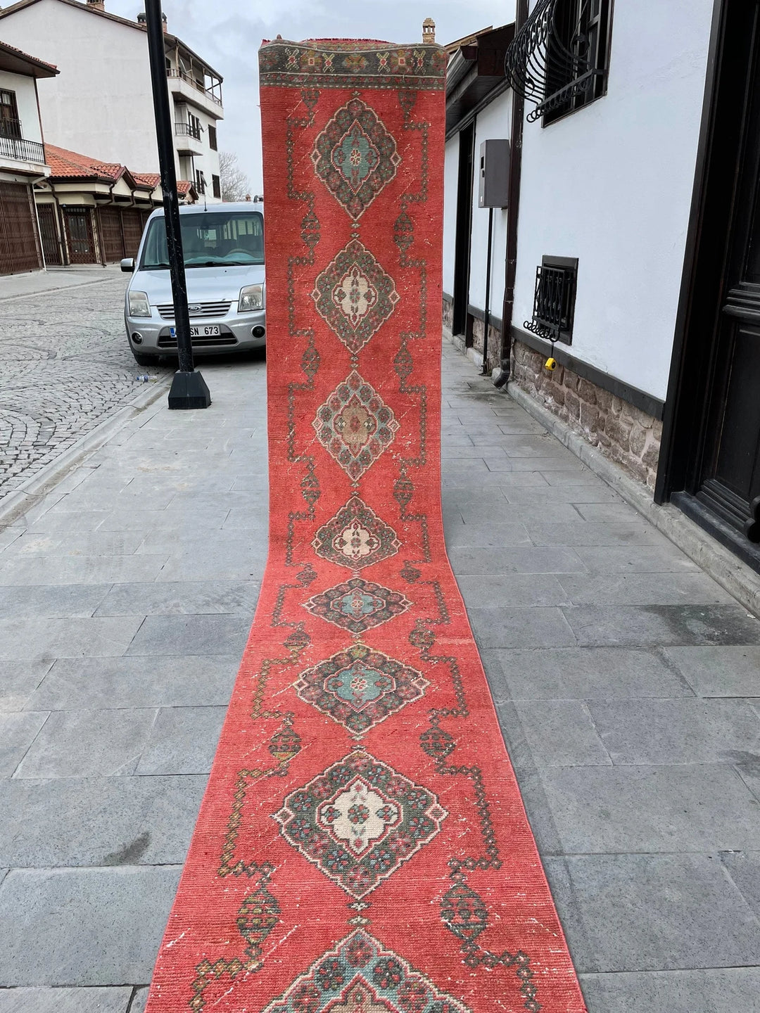 Red Turkish Runner Rug 2' 7" x 20' 1" Hand-Knotted | No. WR58155