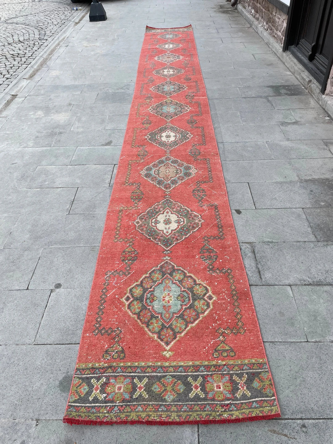 Red Turkish Runner Rug 2' 7" x 20' 1" Hand-Knotted | No. WR58155