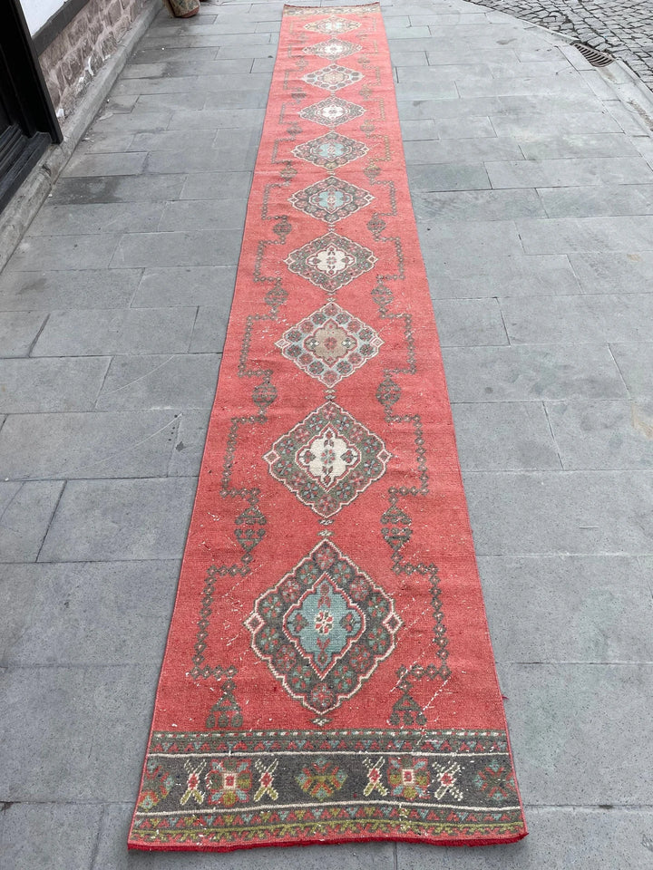 Red Turkish Runner Rug 2' 7" x 20' 1" Hand-Knotted | No. WR58155