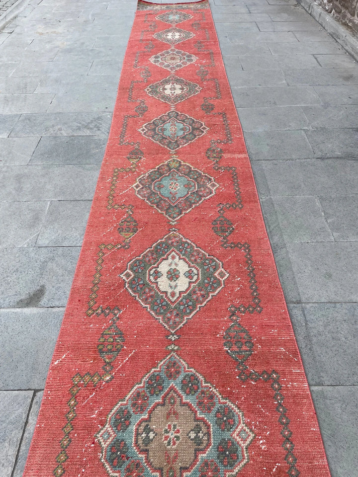 Red Turkish Runner Rug 2' 7" x 20' 1" Hand-Knotted | No. WR58155