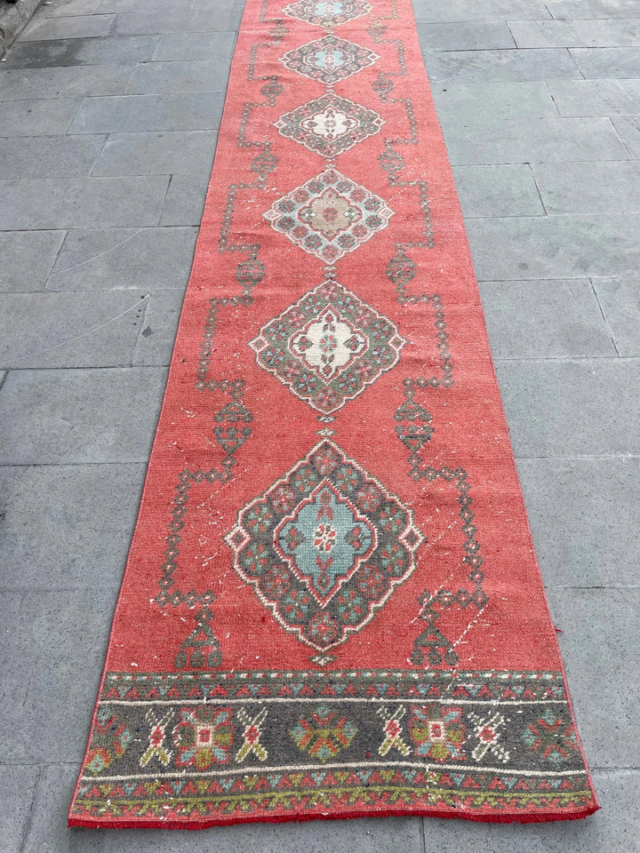 Red Turkish Runner Rug 2' 7" x 20' 1" Hand-Knotted | No. WR58155
