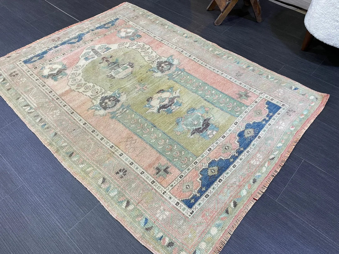 Beige Turkish Runner Rug 3' 1" x 4' 2" Hand-Knotted | No. WR58374