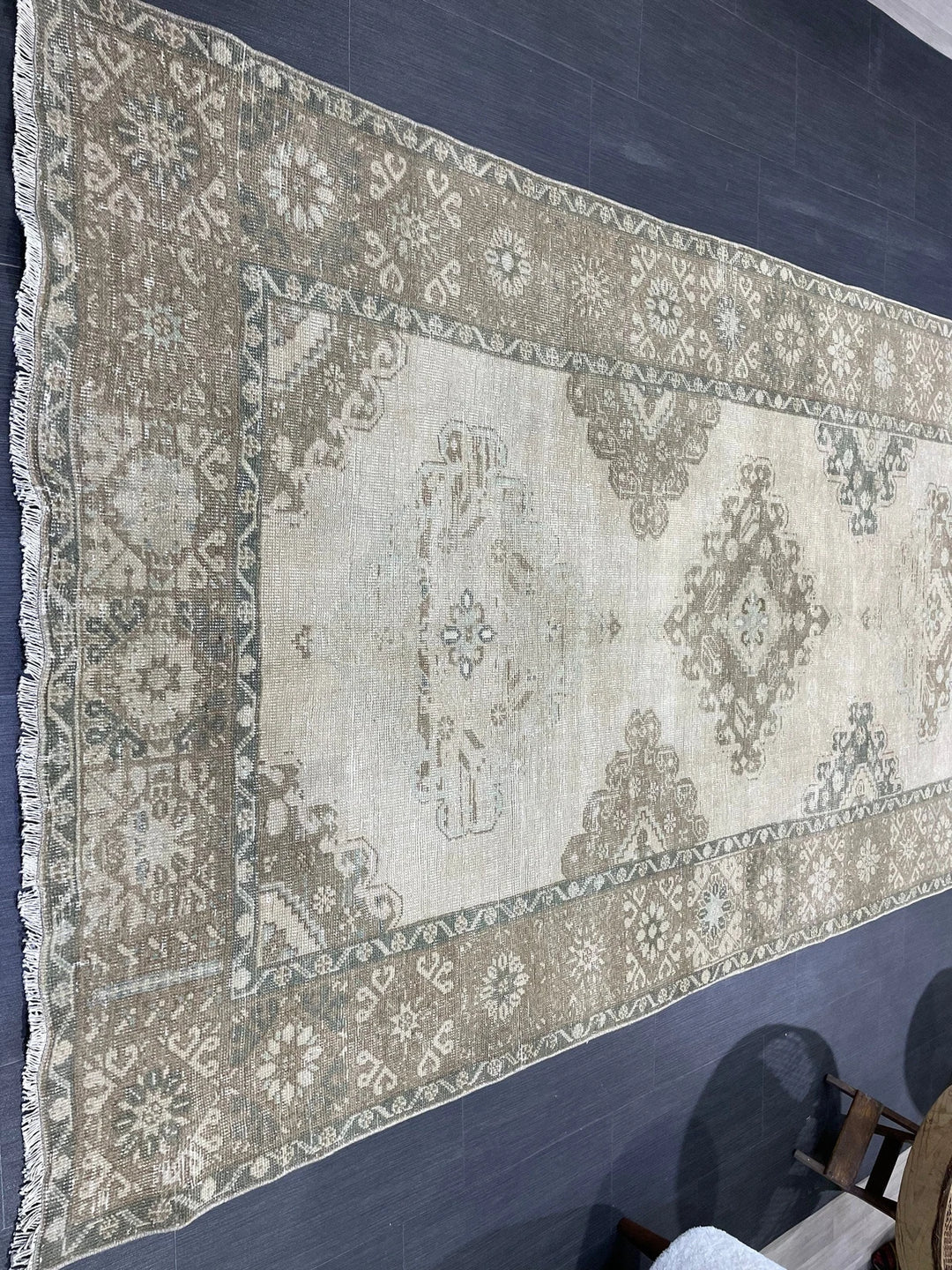 Navy Turkish Runner Rug 5' 1" x 12' 4" Hand-Knotted | No. WR58464
