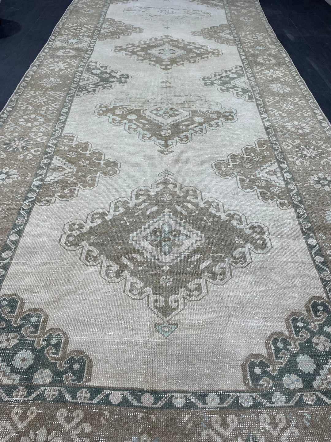 Navy Turkish Runner Rug 5' 1" x 12' 4" Hand-Knotted | No. WR58464