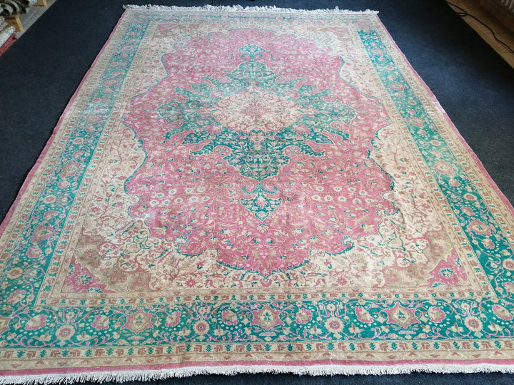 Green Turkish Runner Rug 7' x 9' 6" Hand-Knotted | No. WR58605