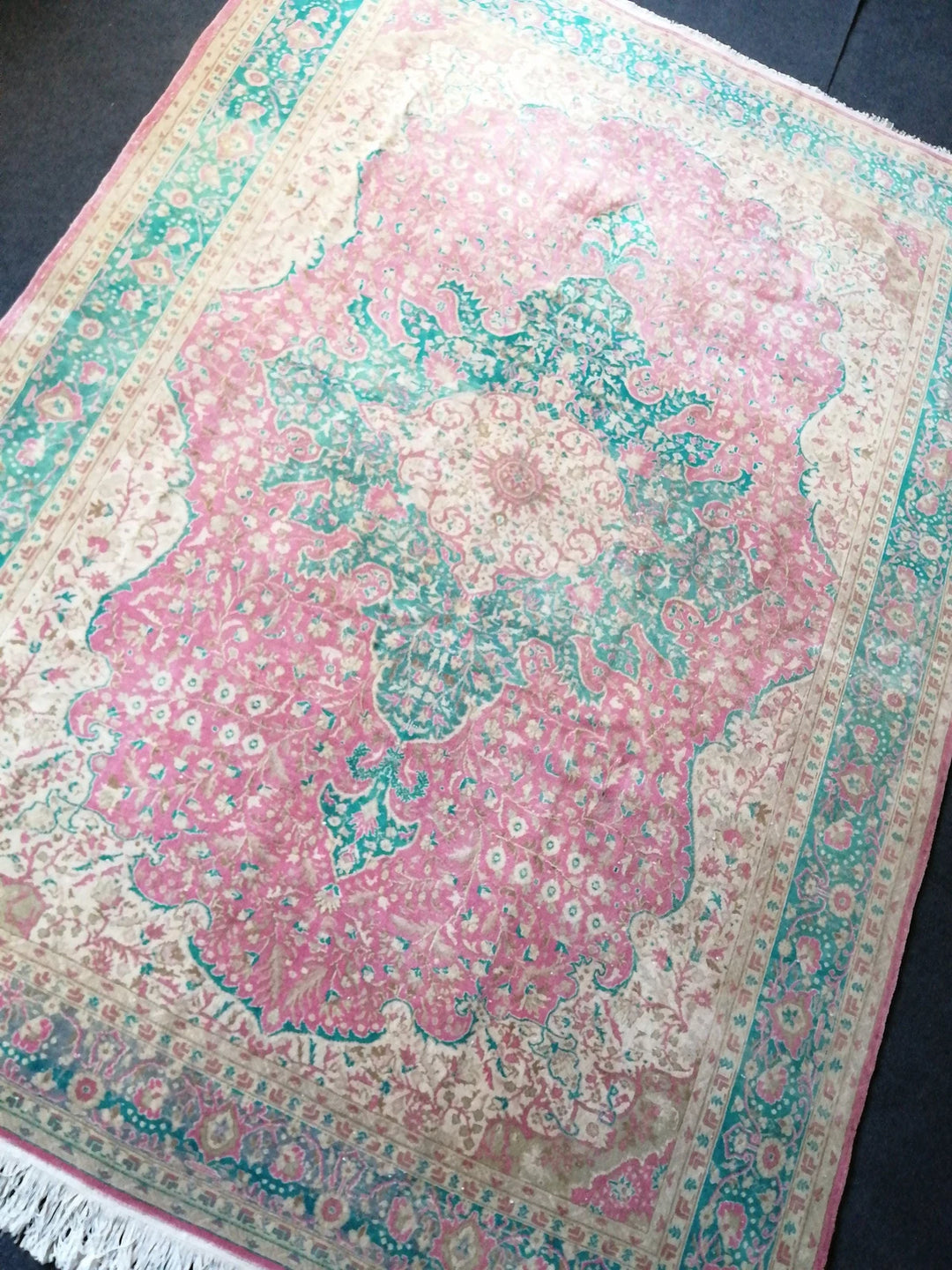 Green Turkish Runner Rug 7' x 9' 6" Hand-Knotted | No. WR58605