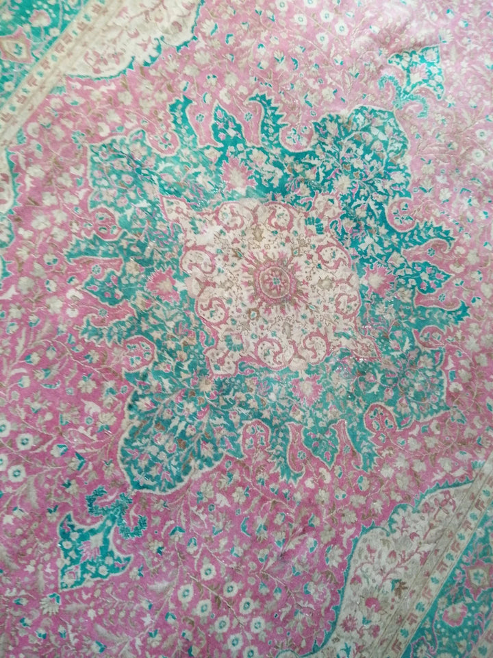Green Turkish Runner Rug 7' x 9' 6" Hand-Knotted | No. WR58605