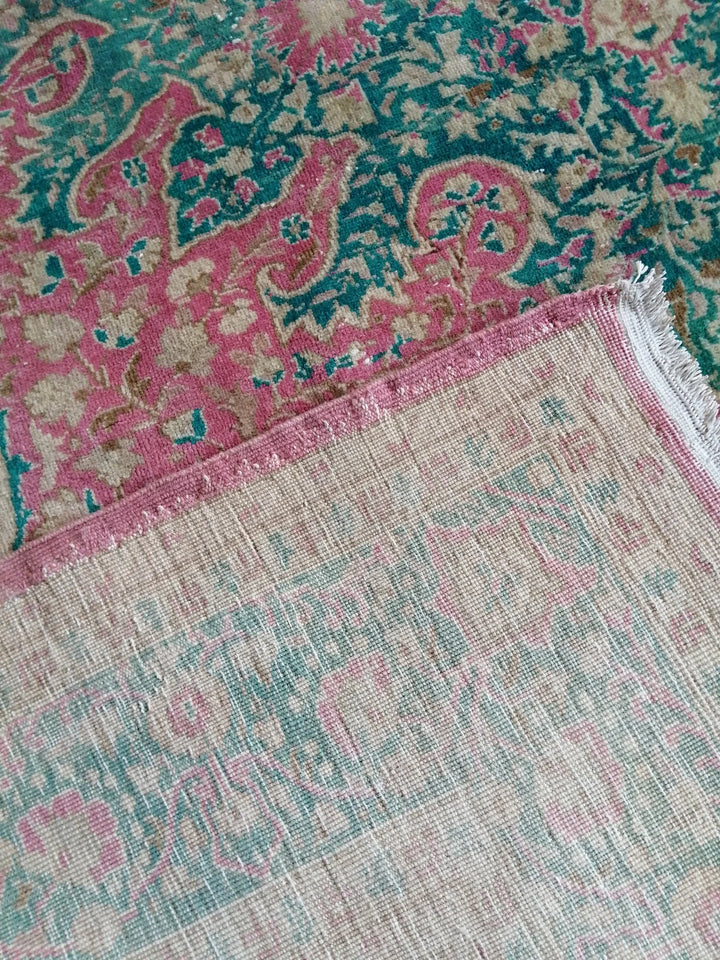 Green Turkish Runner Rug 7' x 9' 6" Hand-Knotted | No. WR58605