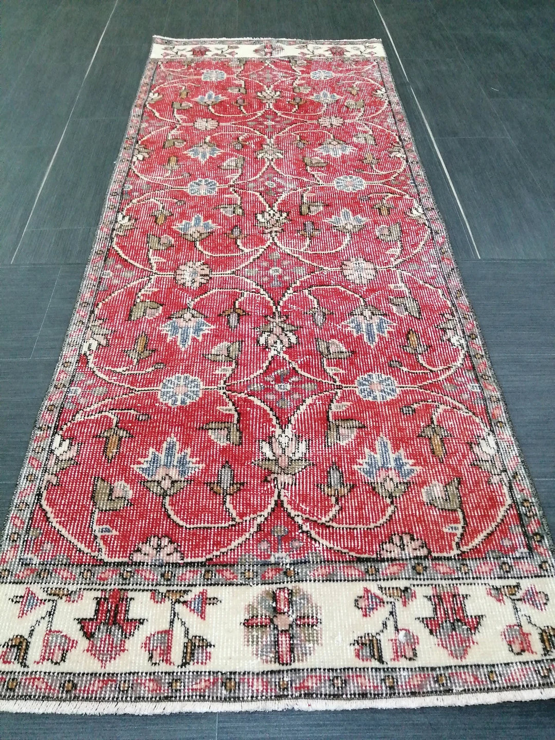 Beige Turkish Runner Rug 2' 6" x 6' 4" Hand-Knotted | No. WR58903