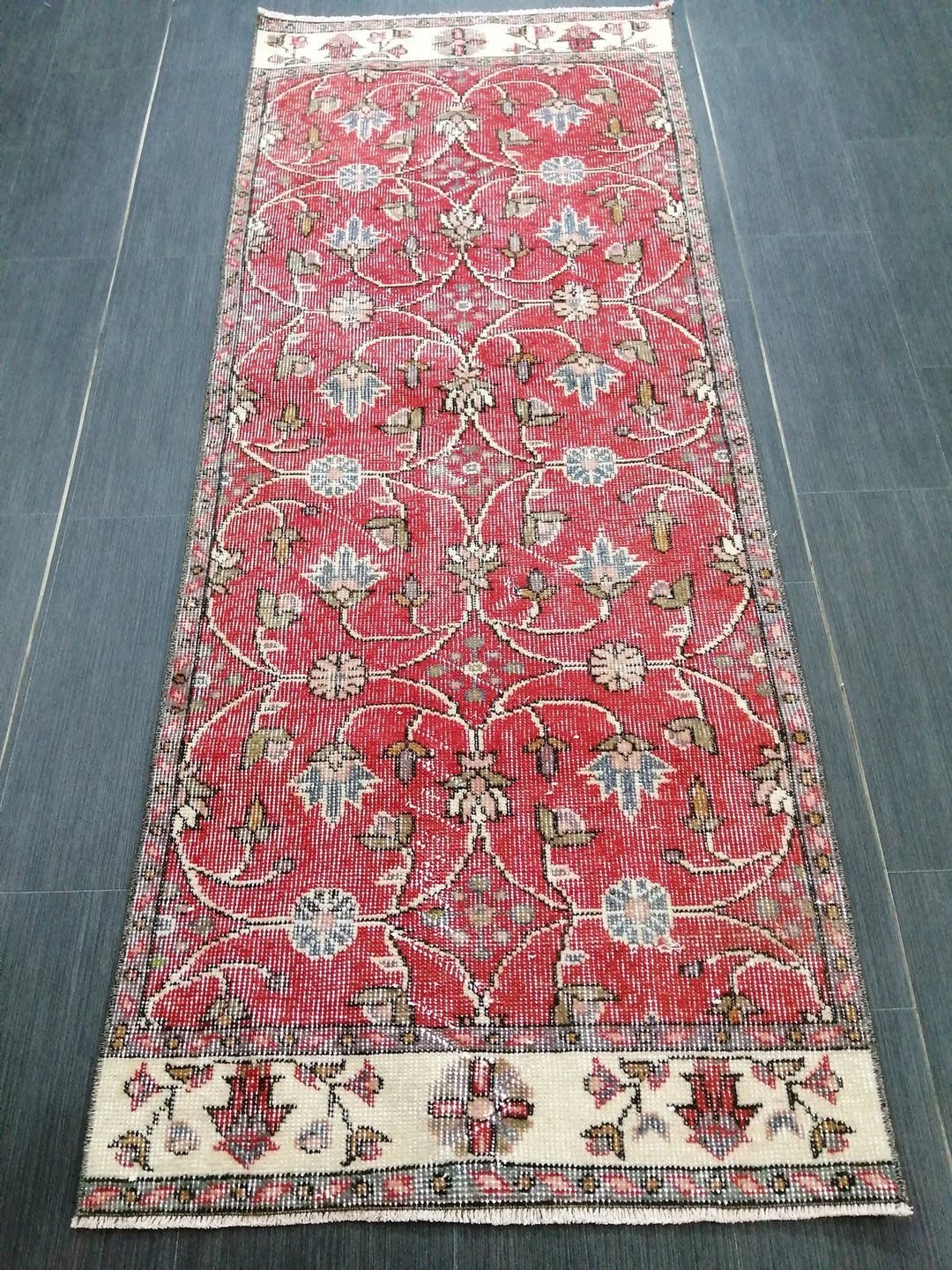 Beige Turkish Runner Rug 2' 6" x 6' 4" Hand-Knotted | No. WR58903