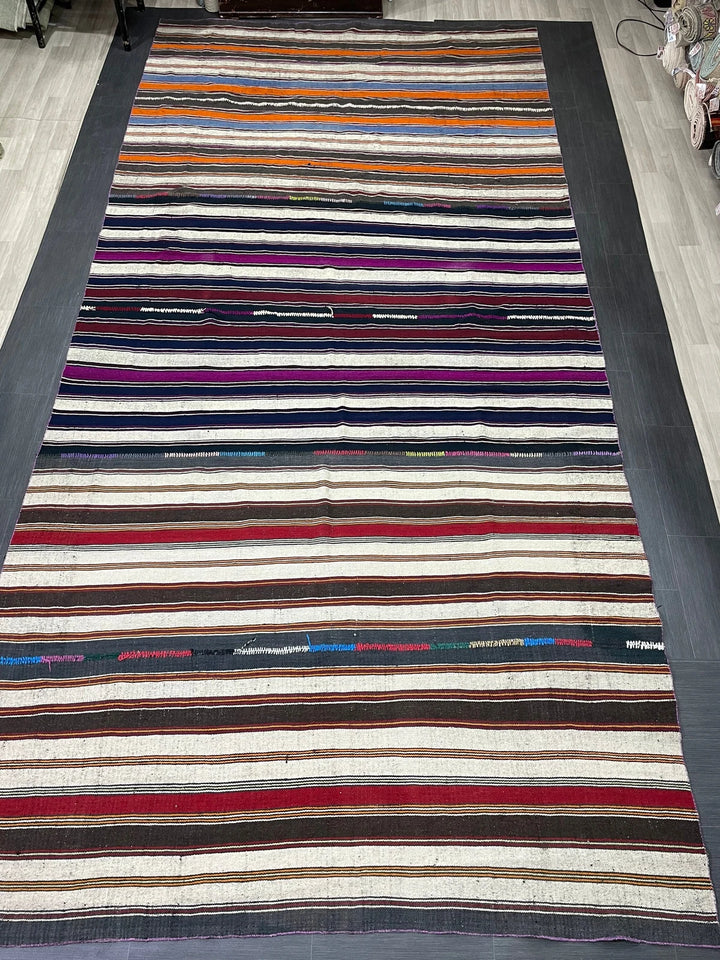 Rust Turkish Runner Rug 7' 6" x 15' 5" Hand-Knotted | No. WR59114