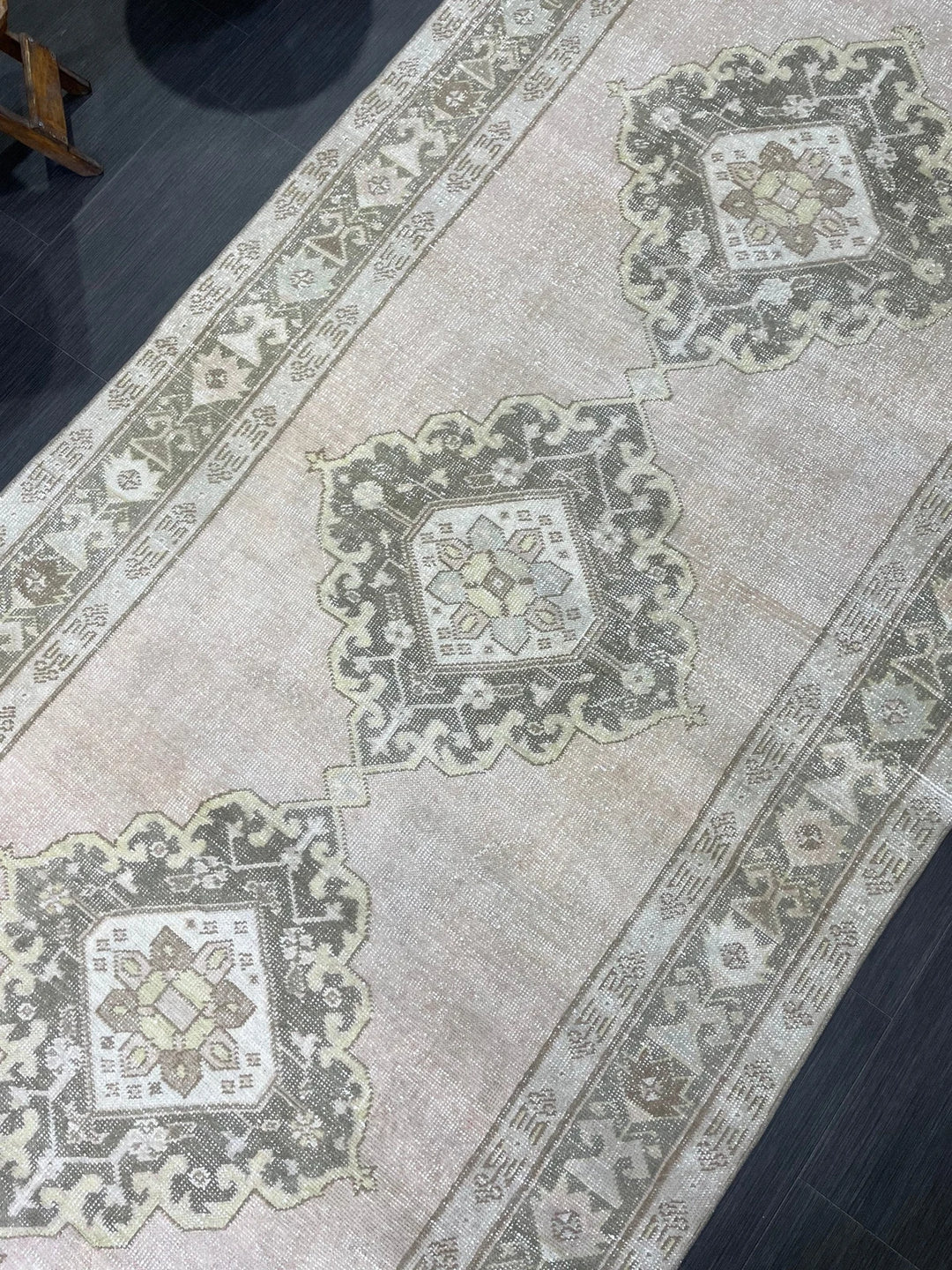 Beige Turkish Runner Rug 4' 6" x 11' 5" Hand-Knotted | No. WR59202