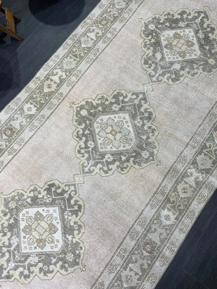 Beige Turkish Runner Rug 4' 6" x 11' 5" Hand-Knotted | No. WR59202