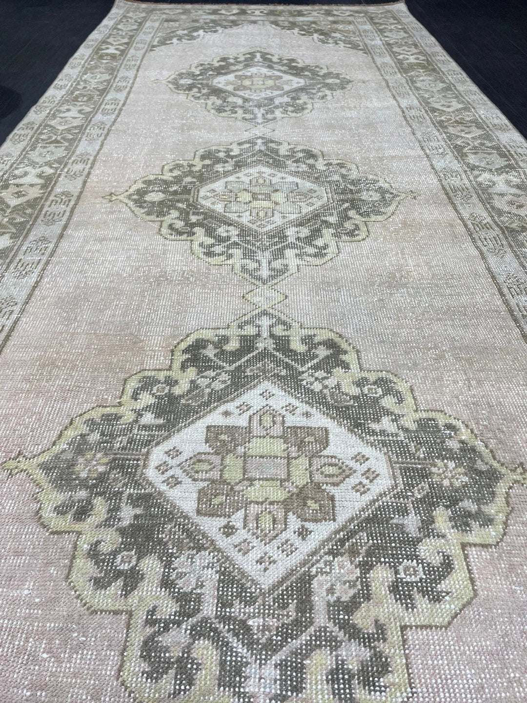 Beige Turkish Runner Rug 4' 6" x 11' 5" Hand-Knotted | No. WR59202