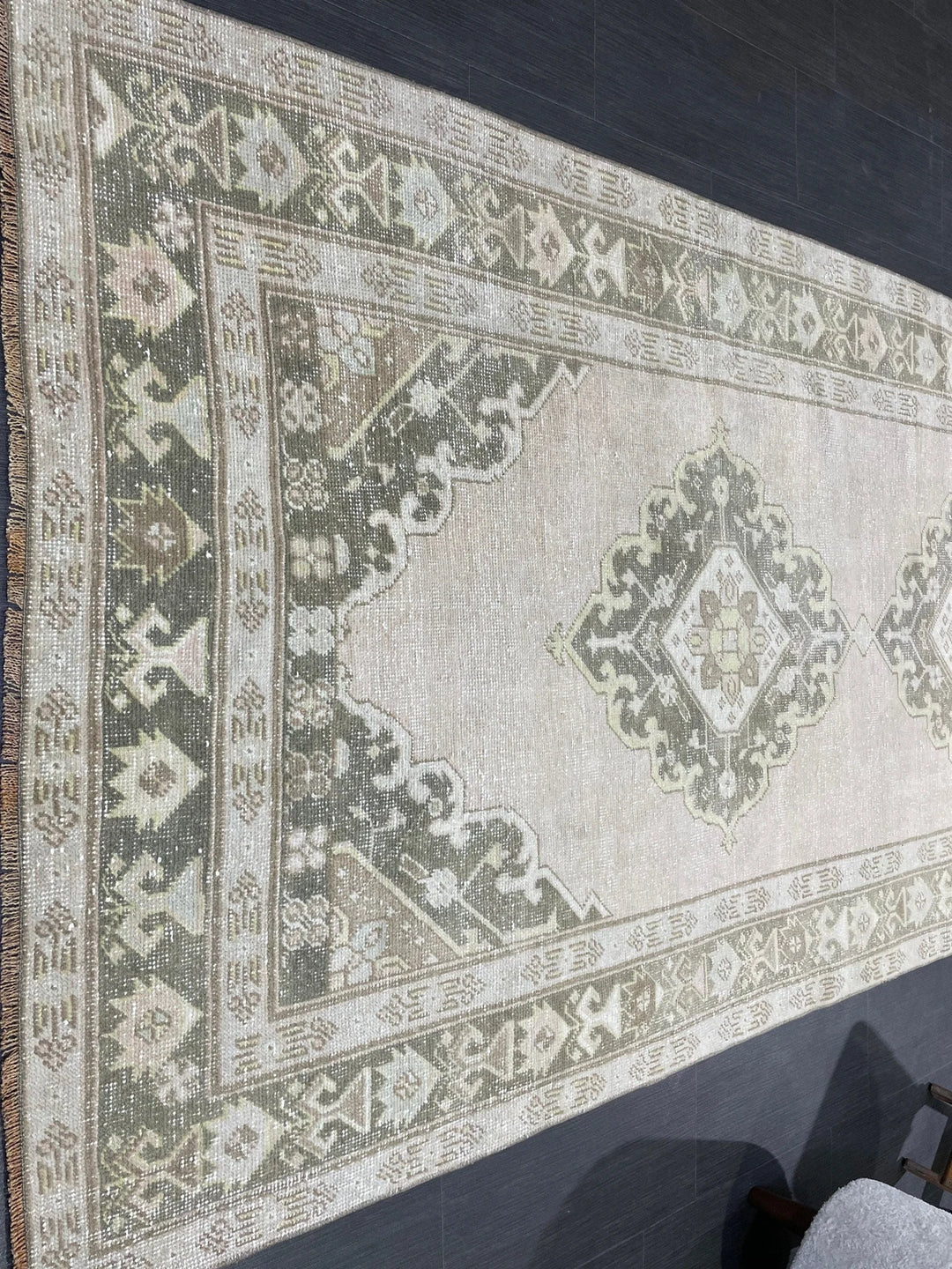 Beige Turkish Runner Rug 4' 6" x 11' 5" Hand-Knotted | No. WR59202