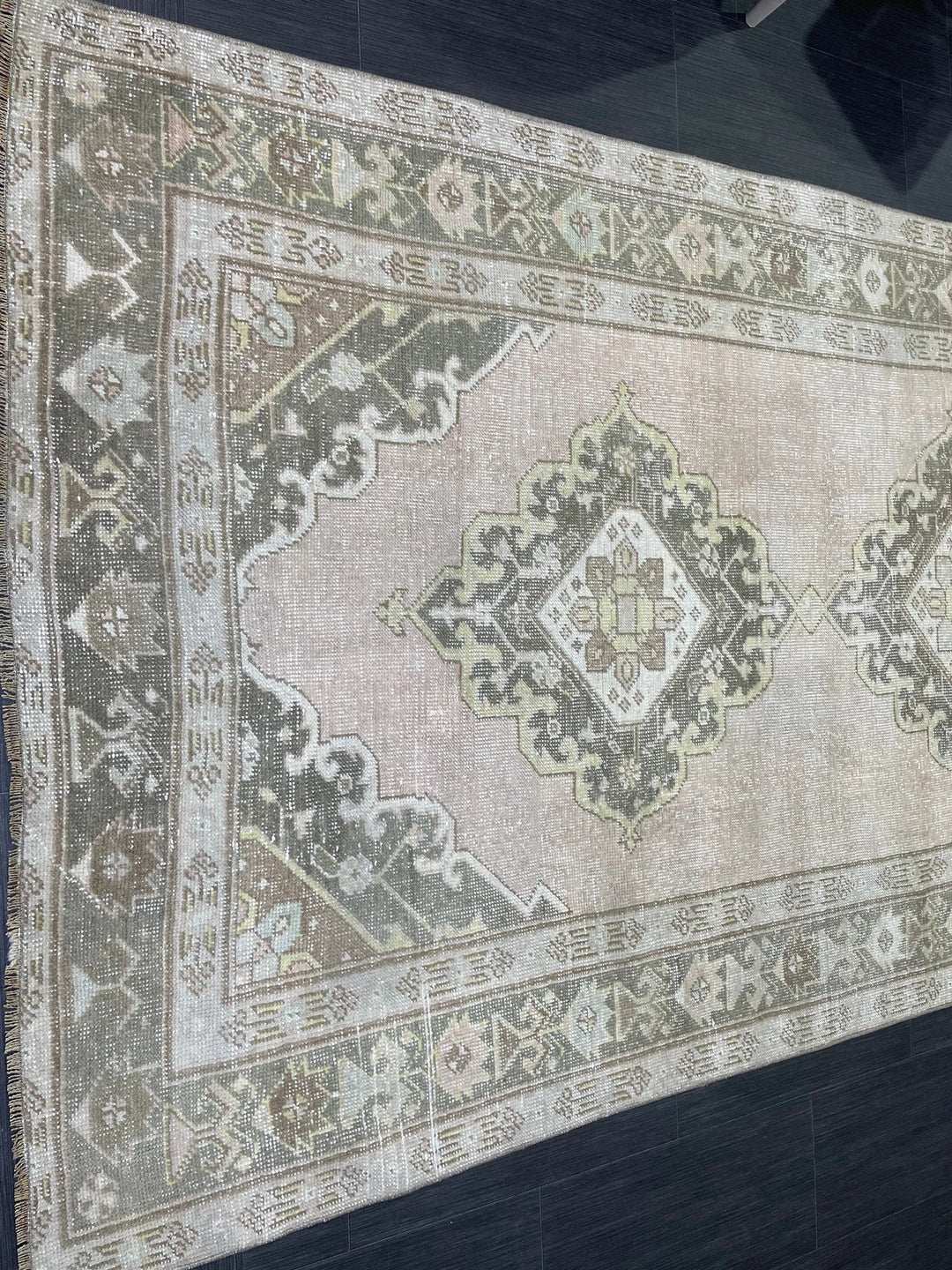 Beige Turkish Runner Rug 4' 6" x 11' 5" Hand-Knotted | No. WR59202