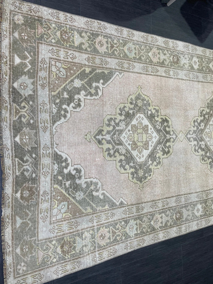 Beige Turkish Runner Rug 4' 6" x 11' 5" Hand-Knotted | No. WR59202