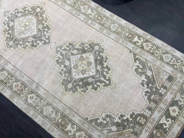 Beige Turkish Runner Rug 4' 6" x 11' 5" Hand-Knotted | No. WR59202