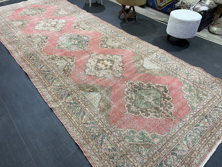 Tan Turkish Runner Rug 4' 10" x 12' 6" Hand-Knotted | No. WR59242