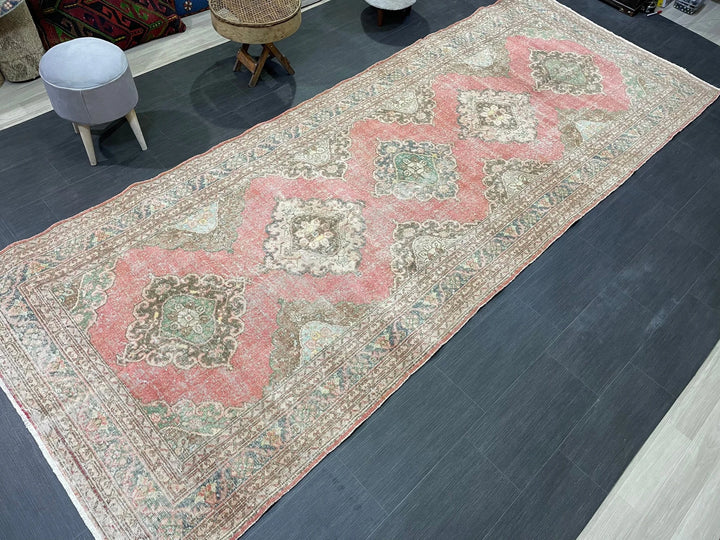 Tan Turkish Runner Rug 4' 10" x 12' 6" Hand-Knotted | No. WR59242