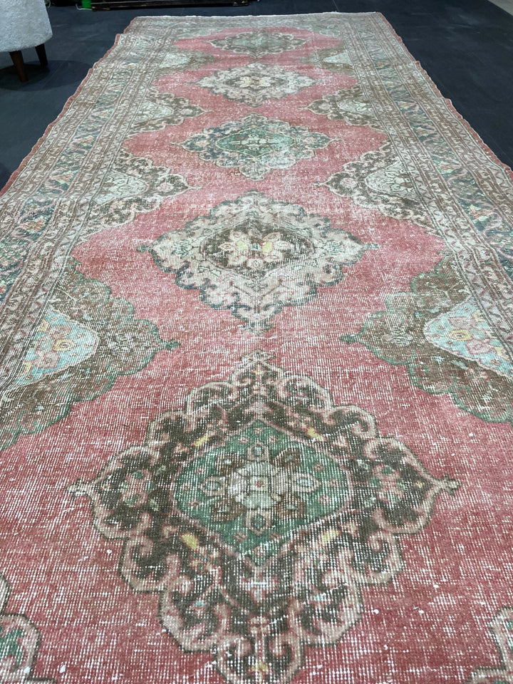Tan Turkish Runner Rug 4' 10" x 12' 6" Hand-Knotted | No. WR59242