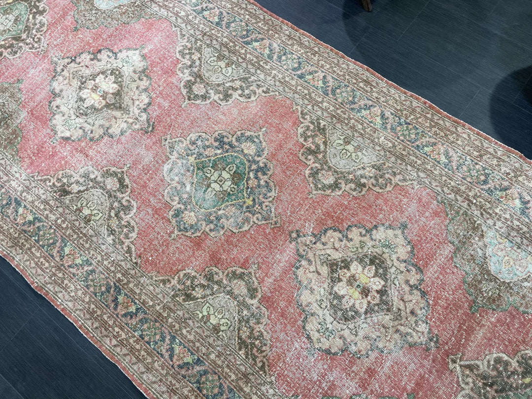 Tan Turkish Runner Rug 4' 10" x 12' 6" Hand-Knotted | No. WR59242