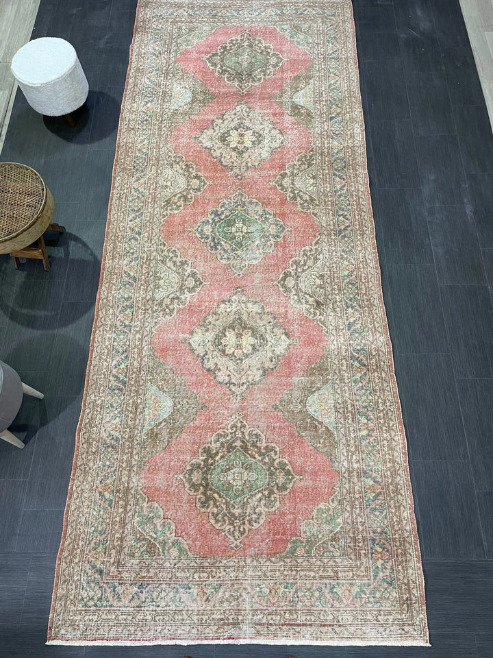Tan Turkish Runner Rug 4' 10" x 12' 6" Hand-Knotted | No. WR59242