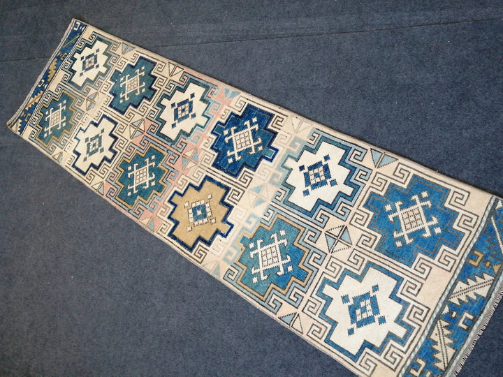 Blue Turkish Runner Rug 2' x 7' 2" Hand-Knotted | No. WR59368