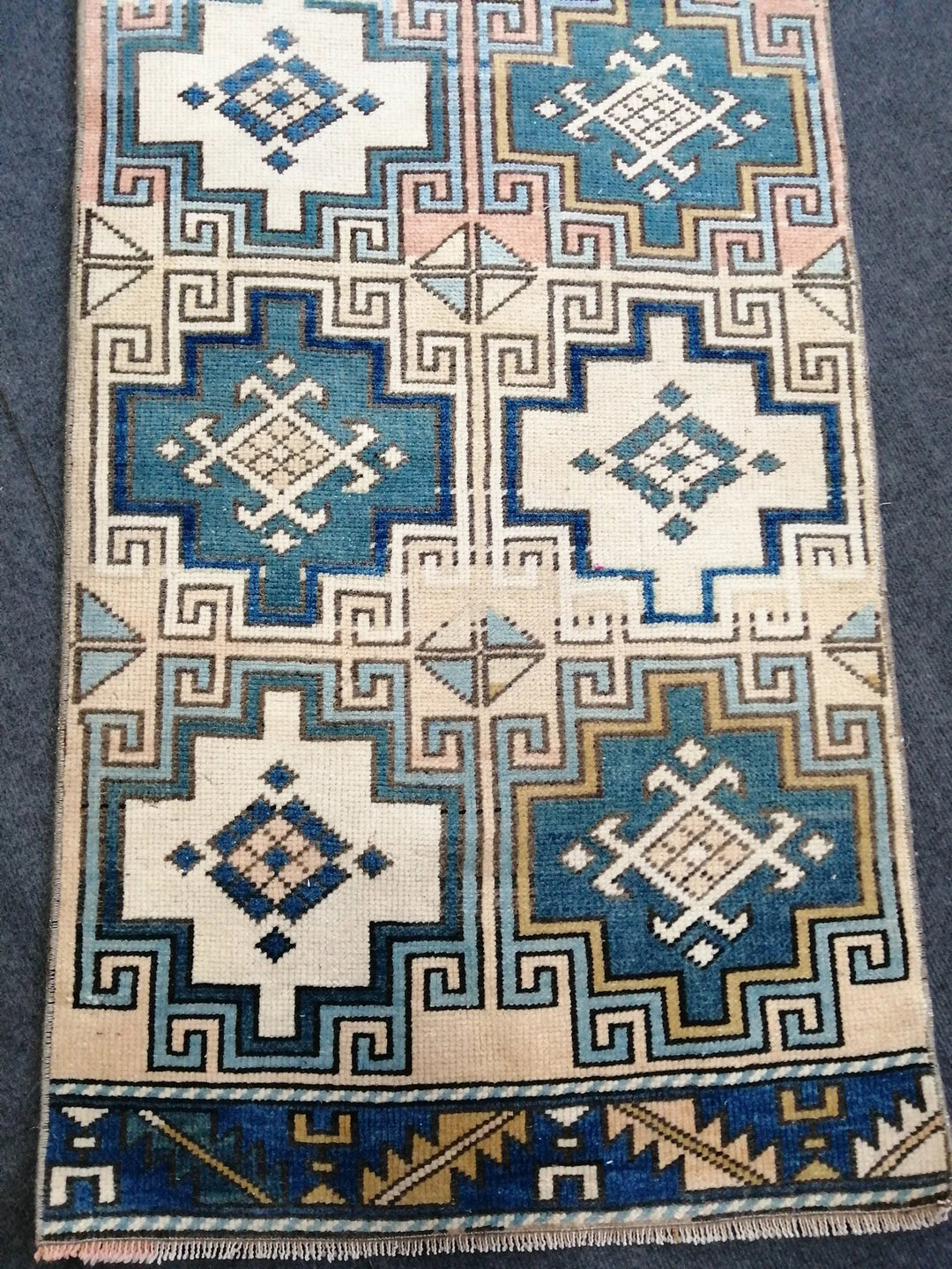 Blue Turkish Runner Rug 2' x 7' 2" Hand-Knotted | No. WR59368