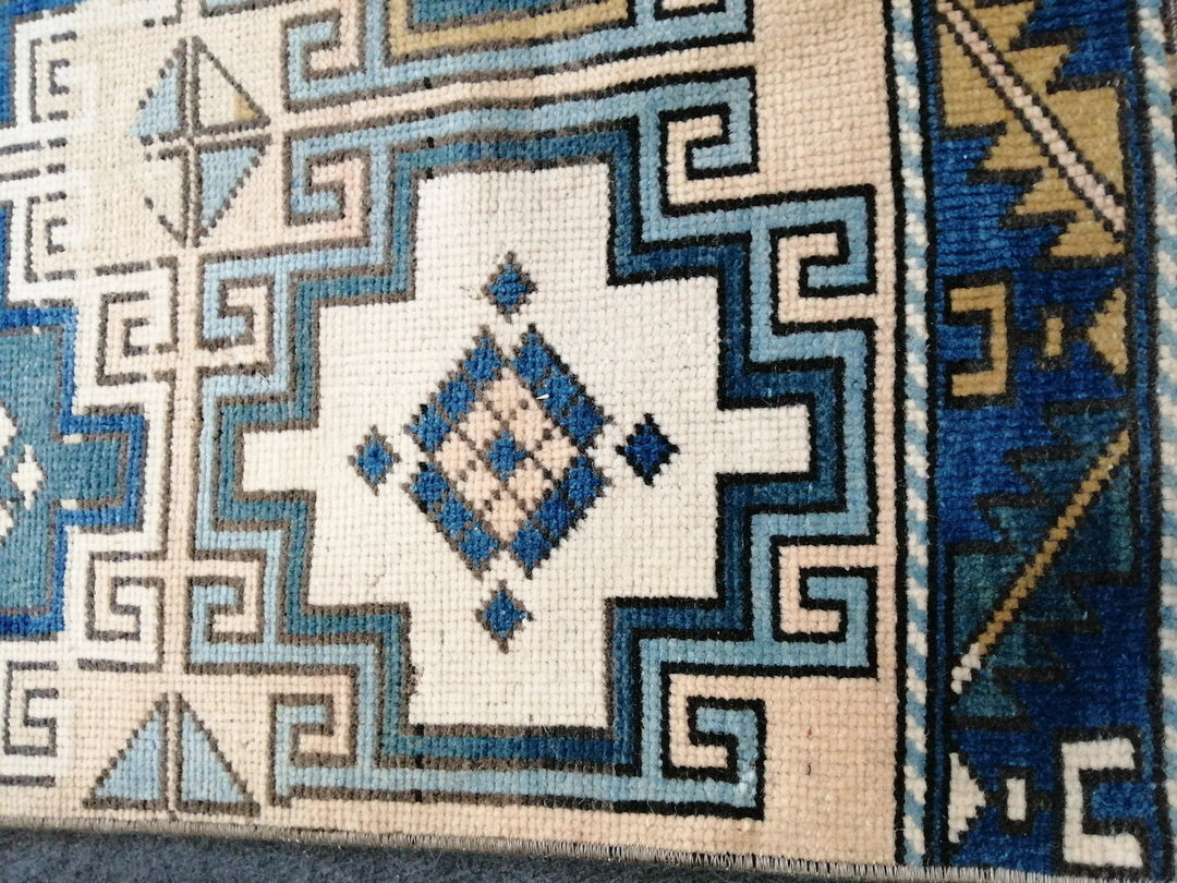 Blue Turkish Runner Rug 2' x 7' 2" Hand-Knotted | No. WR59368