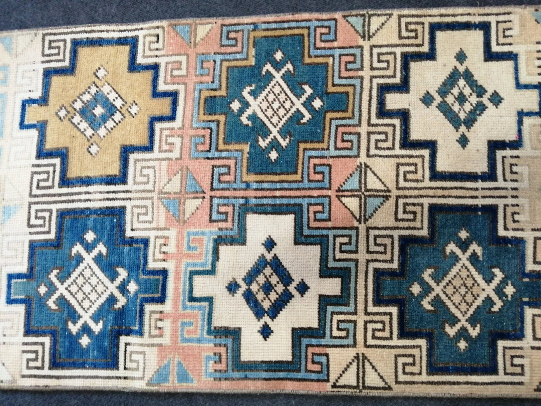 Blue Turkish Runner Rug 2' x 7' 2" Hand-Knotted | No. WR59368