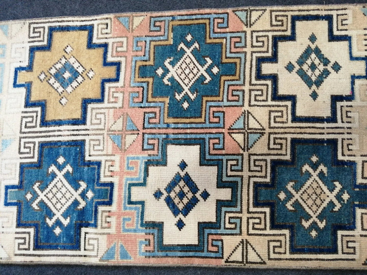 Blue Turkish Runner Rug 2' x 7' 2" Hand-Knotted | No. WR59368
