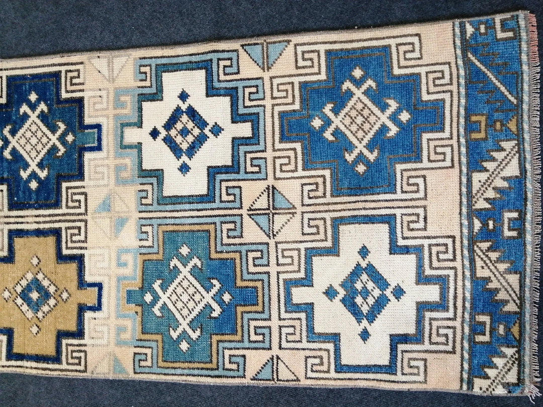 Blue Turkish Runner Rug 2' x 7' 2" Hand-Knotted | No. WR59368