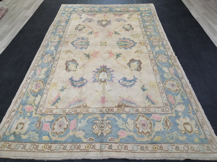 Beige Turkish Runner Rug 6' 2" x 10' 4" Hand-Knotted | No. WR59542