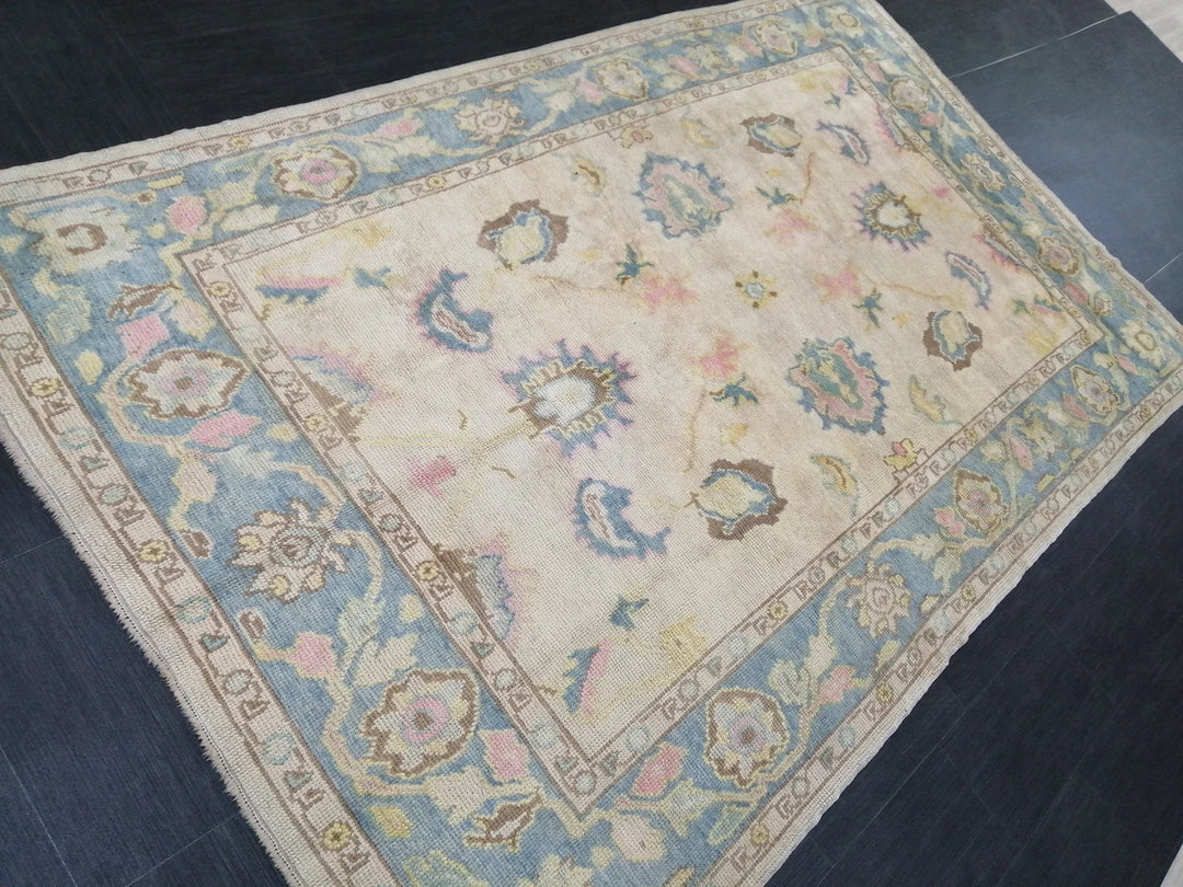 Beige Turkish Runner Rug 6' 2" x 10' 4" Hand-Knotted | No. WR59542