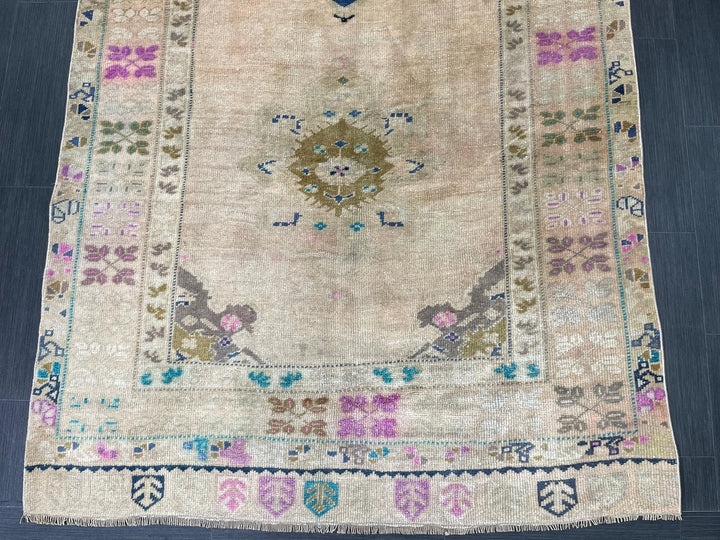 Beige Turkish Runner Rug 4' 5" x 10' Hand-Knotted | No. WR59590